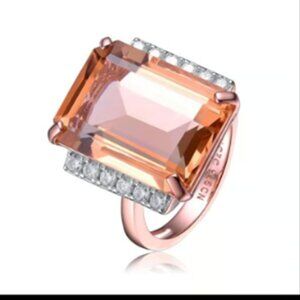 NWB Genevieve sterling silver rose gold plated with pink and white CZ  - A336